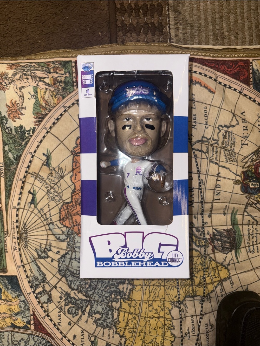 BIG Bobby Bobblehead Baseball Player in White and Purple